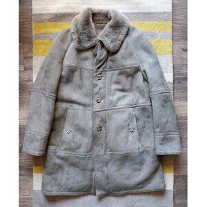 Long Grey Shearling Leather Coat